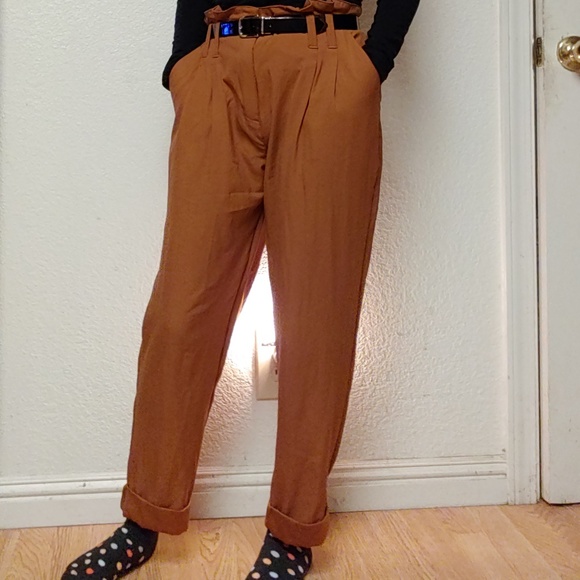 burnt orange high waisted pants